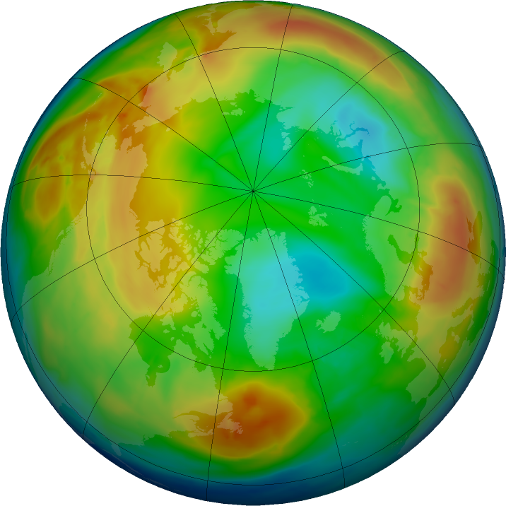 Arctic ozone map for 20 January 2016
